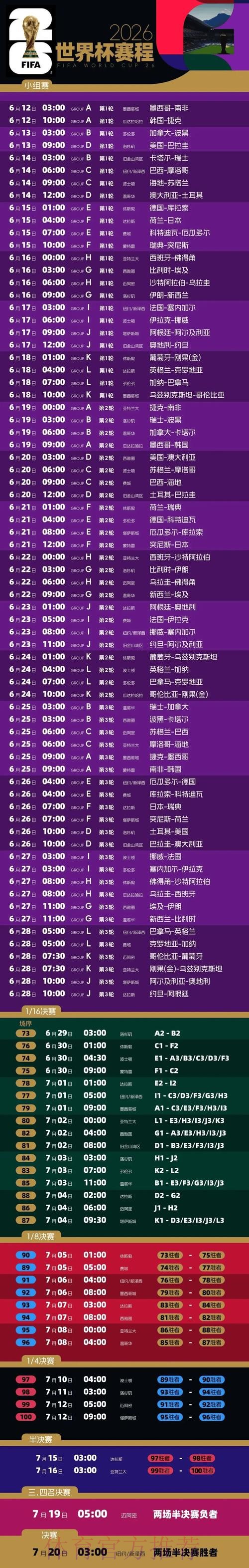 2026世界杯赛程实时更新最新时间表在哪里看